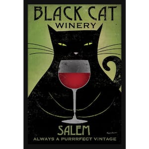 Black Cat Winery Salem Framed Giclee Typography Art Print 18 in. x 26 in.