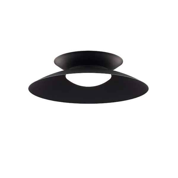 Miso 22 in. Black Selectable LED Semi-Flush Mount with Acylic Shade