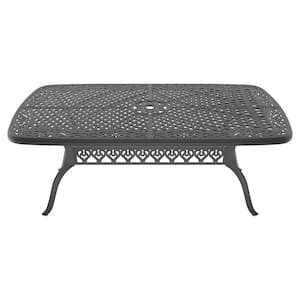 72.44 in. (L) x 35.43 in. (W) Black Rectangle Cast Aluminum Outdoor Dining Table
