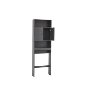 24.8 in. W x 76.37 in. H x 7.87 in. D Gray Over the Toilet Storage with Adjustable Shelves Doors Space Saver Bathroom
