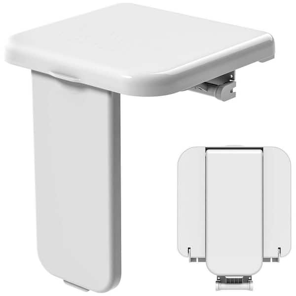 15.35 in. D x 15.75 in. W Wall Mounted Folding ABS Shower Seat in White Fold Down Shower Bench for Elderly and Disabled