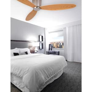 Radar 52 in. DC Ceiling Fan in Brushed Chrome with Teak Blades