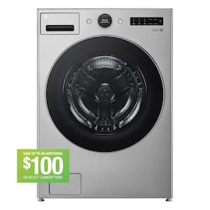 4.5 cu. ft. Stackable Smart Front Load Washer in Graphite Steel with AI Digital Dial, Steam and TurboWash360