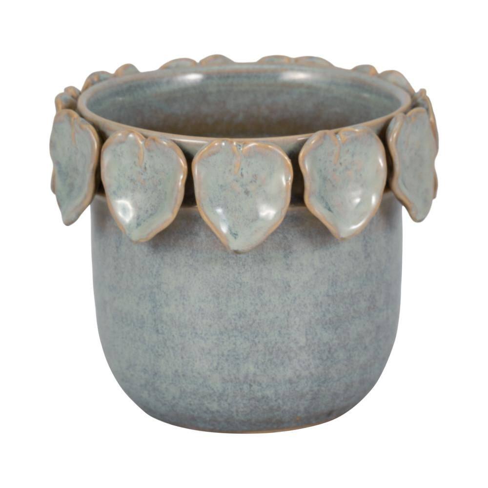 Blue Ceramic Leaf Applique Round Planter (6 in. W x 5 in. H) price history on PriceWatchPro