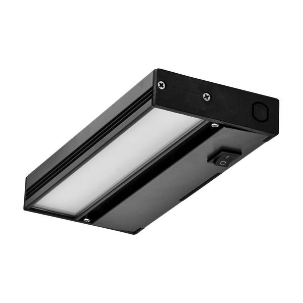 NICOR NUC 8 in. LED Black Dimmable Under Cabinet Light with Link and Plug Port