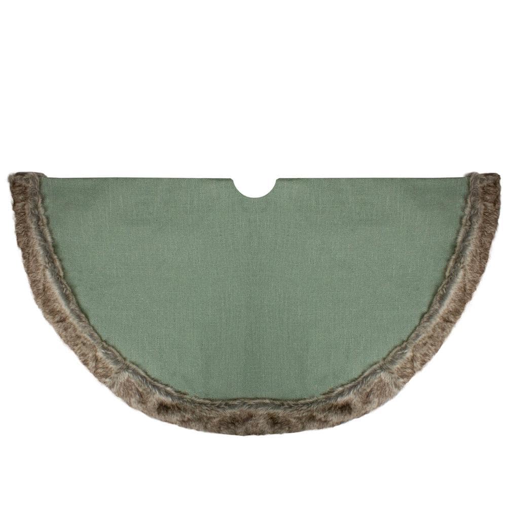 Northlight 48 in. Green Christmas Tree Skirt with Faux Fur Trim ...