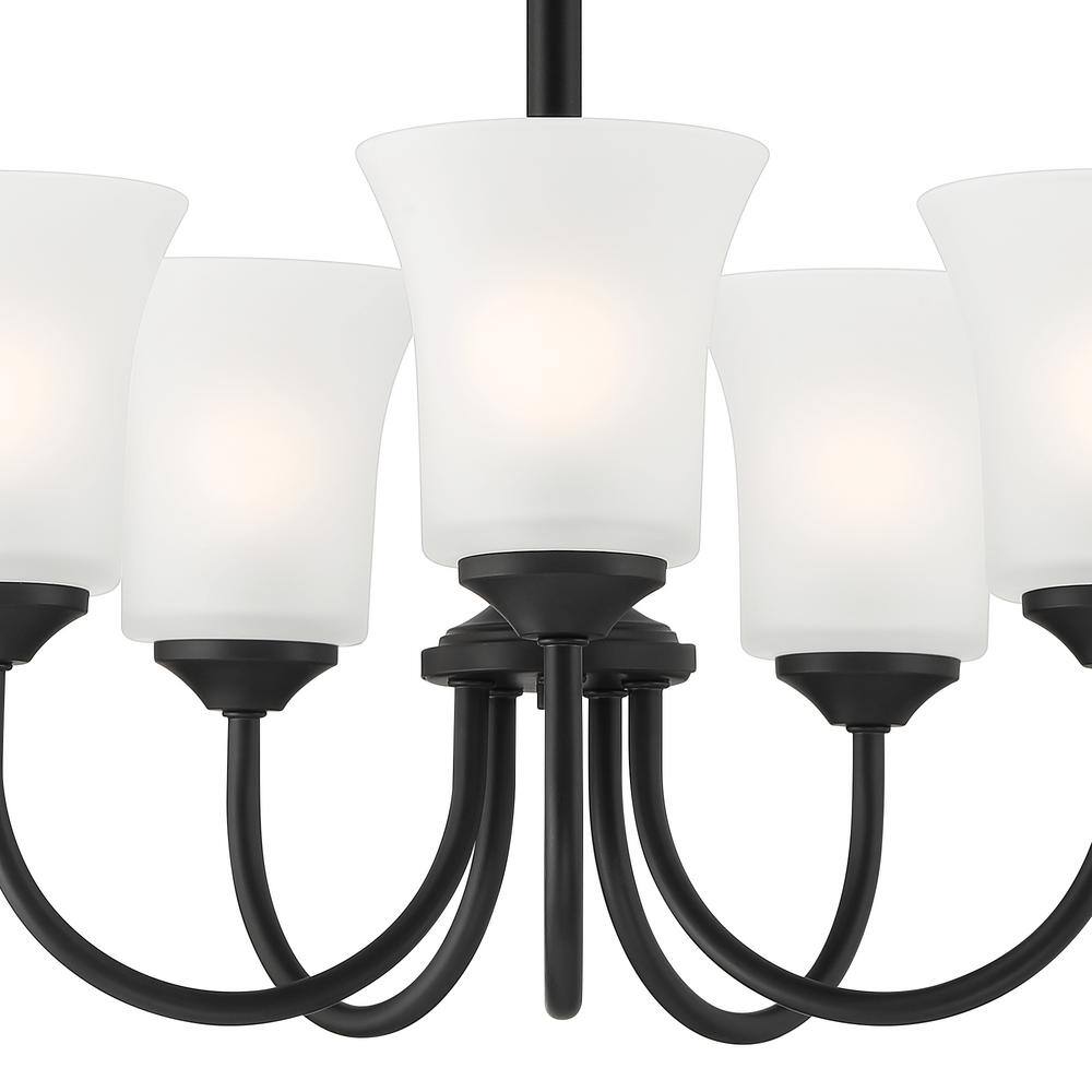 Bronson Brushed Nickel 5-Light Chandelier with Frosted Glass Shades