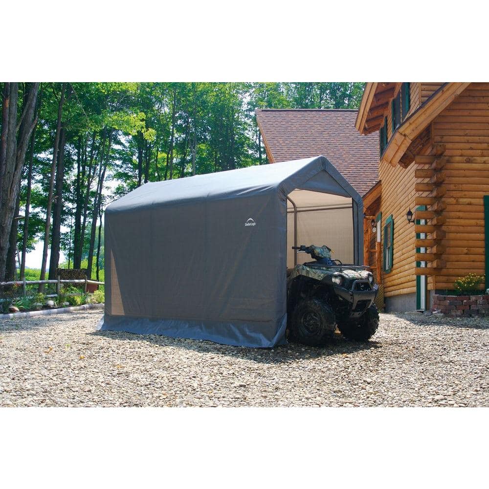6' x 12' x 8' Gray Steel Portable Shed with Windows