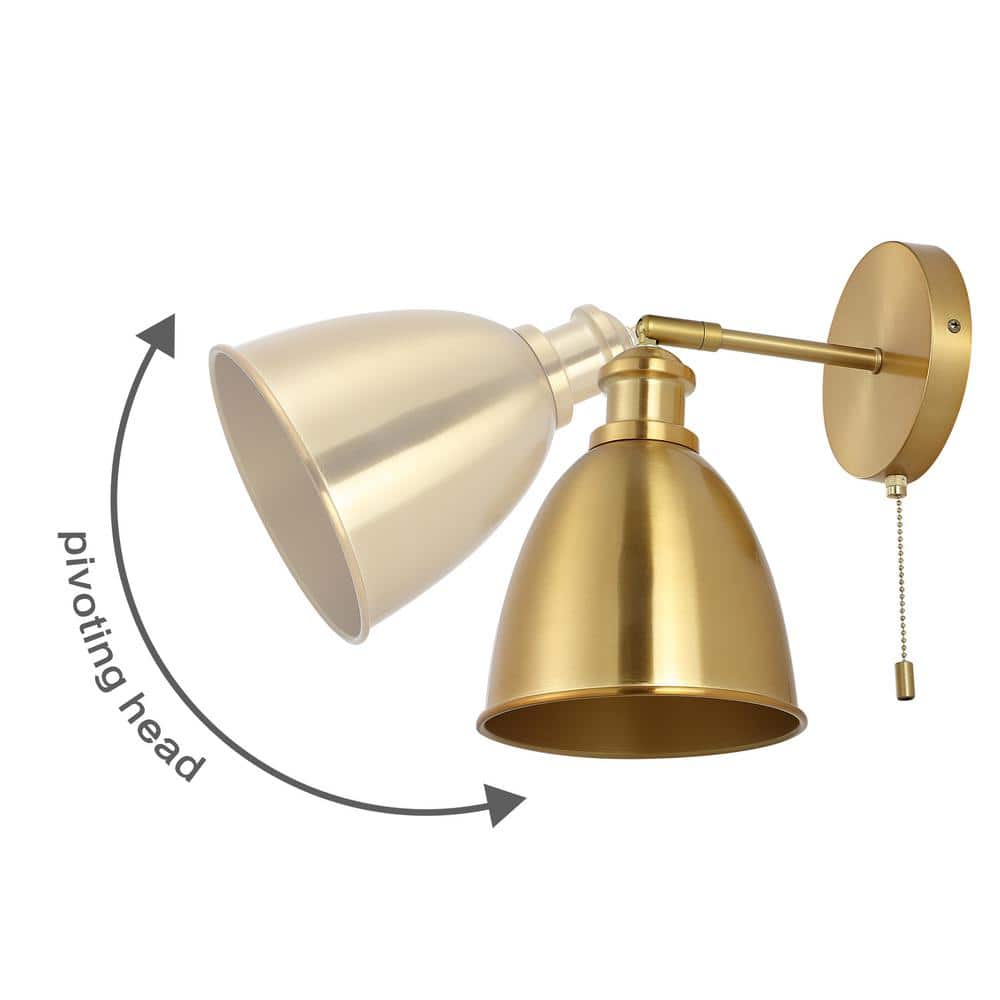 Hudson Industrial 10'' Brass Gold Dimmable LED Wall Sconce