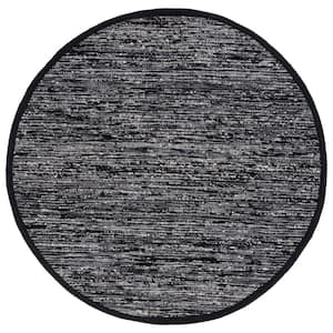Natura Black 6 ft. x 6 ft. Abstract Round Area Rug