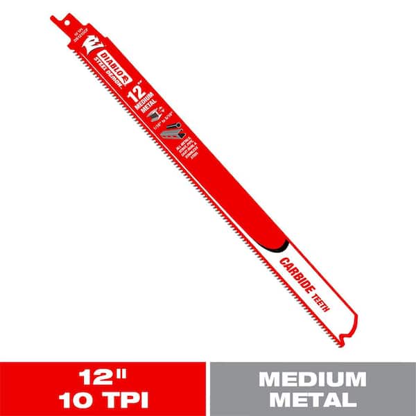 12 in. 10 TPI Steel Demon Carbide Teeth Reciprocating Saw Blade for Medium Metal