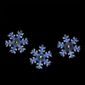 2.08 ft. 3-Light Cascading Blue and White Snowfall LED Snowflake Christmas Lights