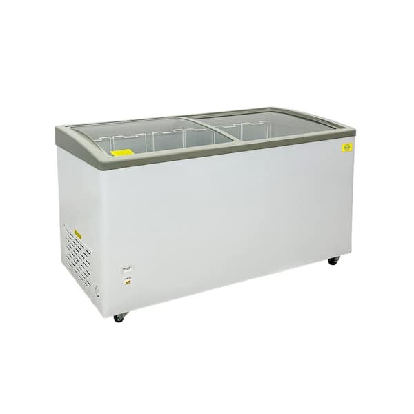 Elite Kitchen Supply 60.5 in. 16 cu. ft. Manual Defrost Commercial Curved Glass Top Display Chest Freezer ESD453S in White