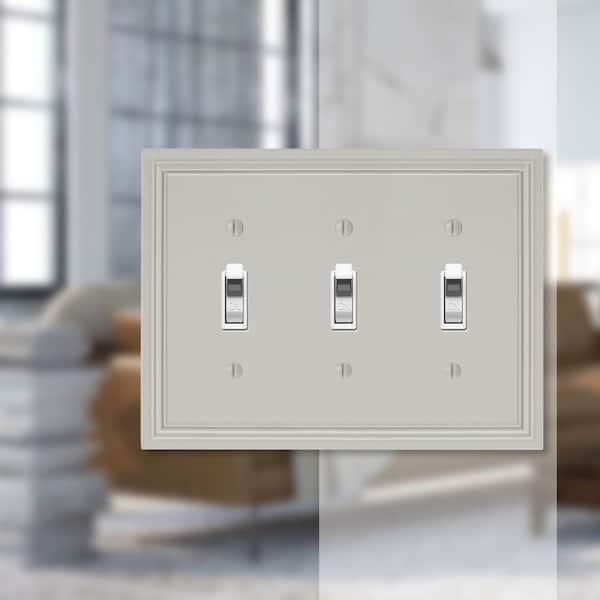 Hallcrest 3 Gang Toggle Metal Wall Plate - Gray