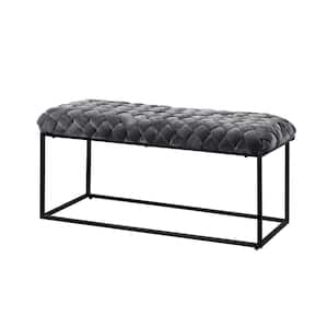 Mariana Gray Bench with Upholstered Velvet 18.1 in. H x 17.3 in. W x 39.4 in. D