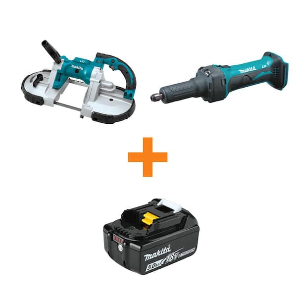 18V LXT Lithium-Ion Cordless Portable Band Saw, Tool Only and 18V LXT 1/4in Die Grinder with bonus 18V LXT 5.0Ah Battery