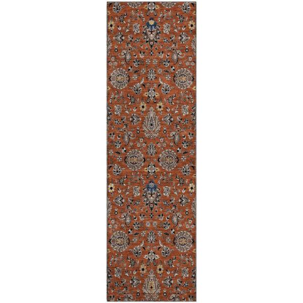 Mayfield Premium Machine Washable Abstract AMF2192 Paprika 2 ft. x 7 ft. Runner Rug