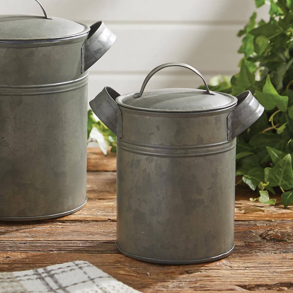 Silver Ceramic Vintage Canister Set with Handles