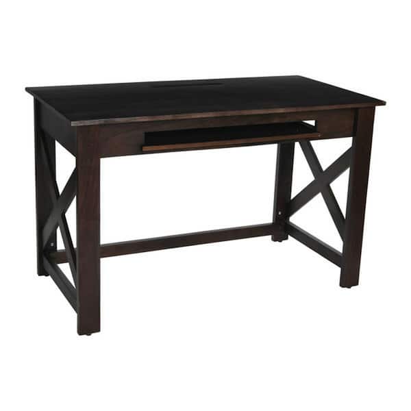 Storied Home 24 in. Rectangular Grey Wood Computer Desk with Keyboard Shelf
