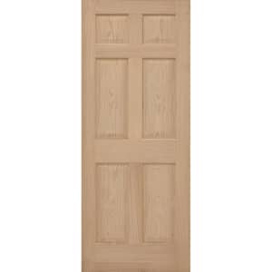 24 in. x 80 in. Universal 6-Panel Solid Unfinished Red Oak Wood Interior Door Slab