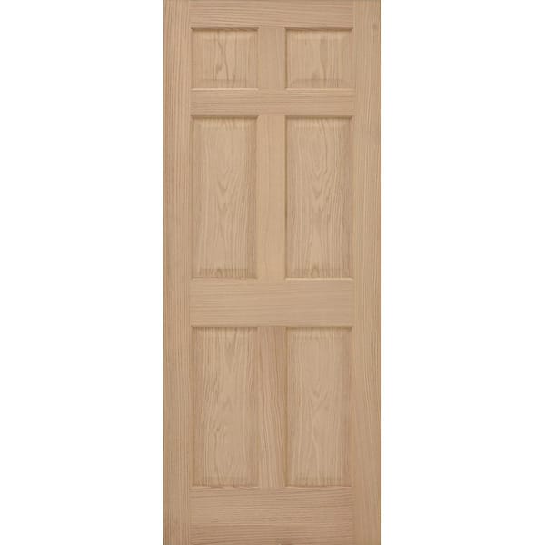 Steves & Sons 24 in. x 80 in. Universal 6-Panel Solid Unfinished Red Oak Wood Interior Door Slab