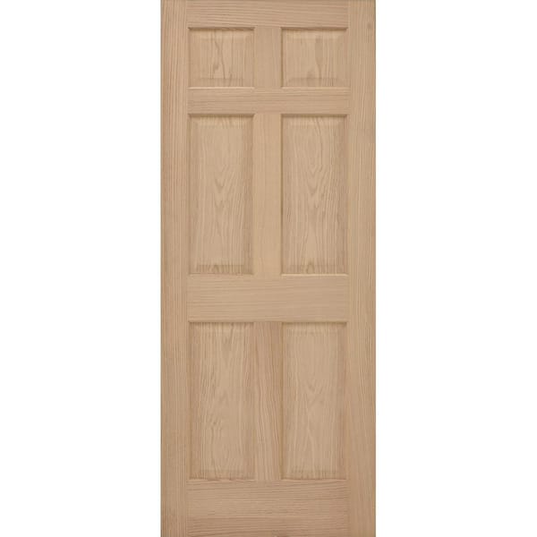 Steves & Sons 30 in. x 80 in. Universal 6-Panel Solid Unfinished Red Oak Wood Interior Door Slab