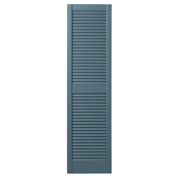 Ply Gem 15 in. x 67 in. Open Louvered Polypropylene Shutters Pair in Coastal Blue