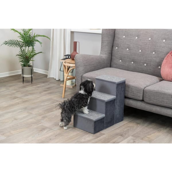TRIXIE Velour Foldable 3-Step Pet Stairs with Storage 39433 - The