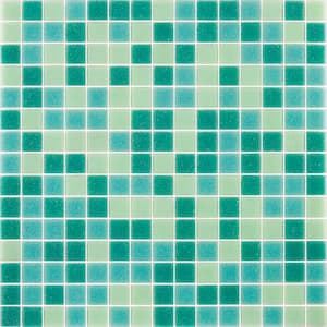 Mingles 12 in. x 12 in. Glossy Dynasty Green Glass Mosaic Wall and Floor Tile (20 sq. ft./case) (20-pack)