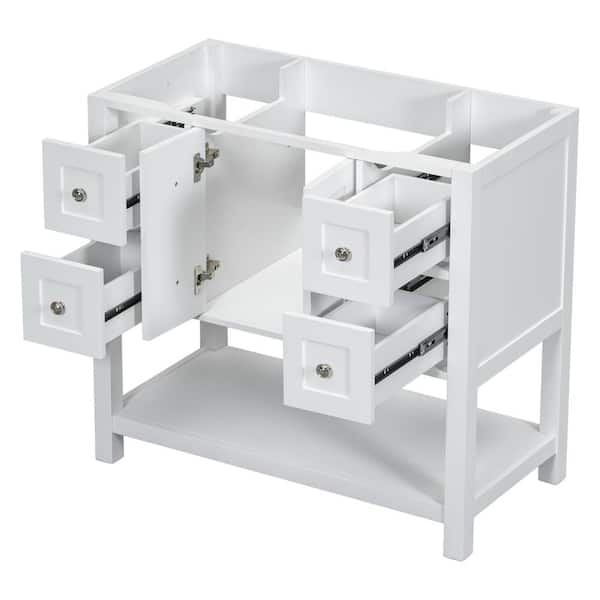 35.6 in. W x 17.9 in. D x 33 in. H Bath Vanity Cabinet without Top in White with 4-Drawers and 2-Doors