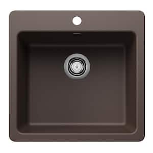 Liven SILGRANIT 21.25 in. Drop-In/Undermount Single Bowl Granite Composite Kitchen Sink in Cafe