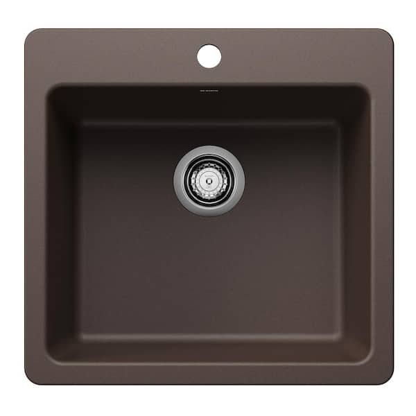 Blanco Liven SILGRANIT 21.25 in. Drop-In/Undermount Single Bowl Granite Composite Kitchen Sink in Cafe