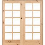 72 in. x 80 in. Rustic Knotty Alder 10-Lite Both Active Solid Core Wood Double Prehung Interior Door