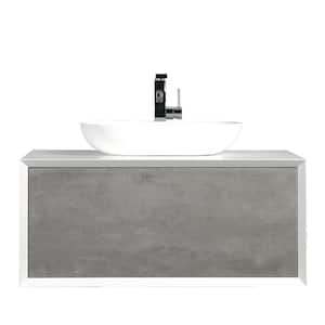 Santa Monica 36 in. W x 22 in. D x 16 in. H Sigle Bathroom Vanity in Gray with White Vessel Sink