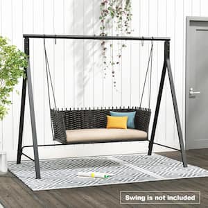 Outdoor Porch Swing Frame 5.7 ft. Metal Hammock Stand in Black