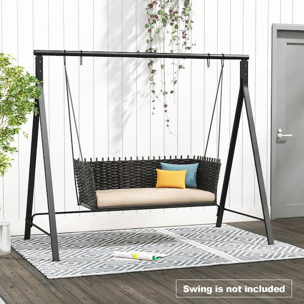 Outdoor Porch Swing Frame 5.7 ft. Metal Hammock Stand in Black