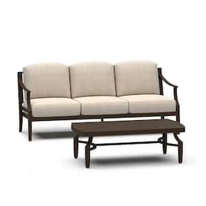 Tamarin 2-Piece Aluminum Patio Outdoor Conversation Sofa Set with Sunbrella Cushions