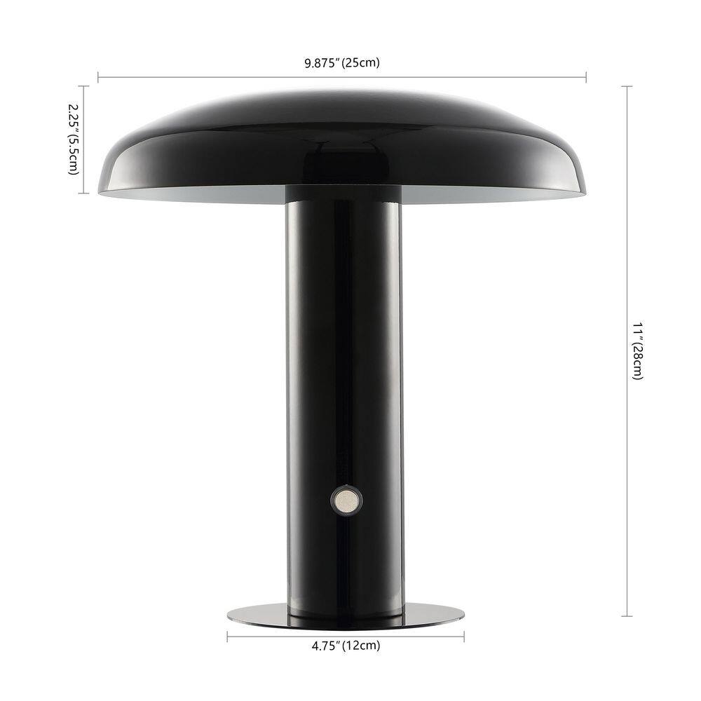 Black Cordless Touch LED Mushroom Table Lamp