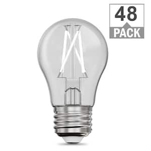 60-Watt Equivalent A15 Dimmable White Filament CEC Clear Glass E26 LED Ceiling Fan Light Bulb True White 3500K (48-Pack)
