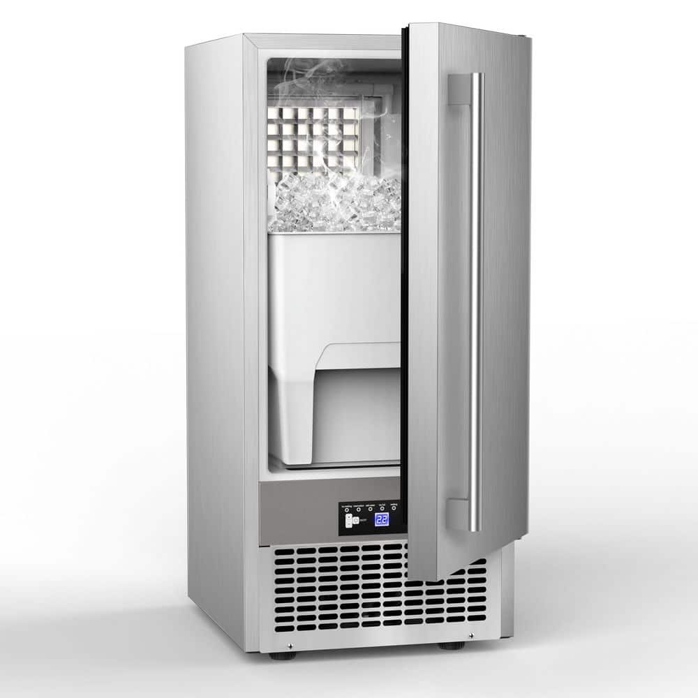 15 in. W 90lbs./24H Full Size Cube Under-Counter/Freestanding Commercial Ice Maker with Self-Cleaning in Stainless Steel