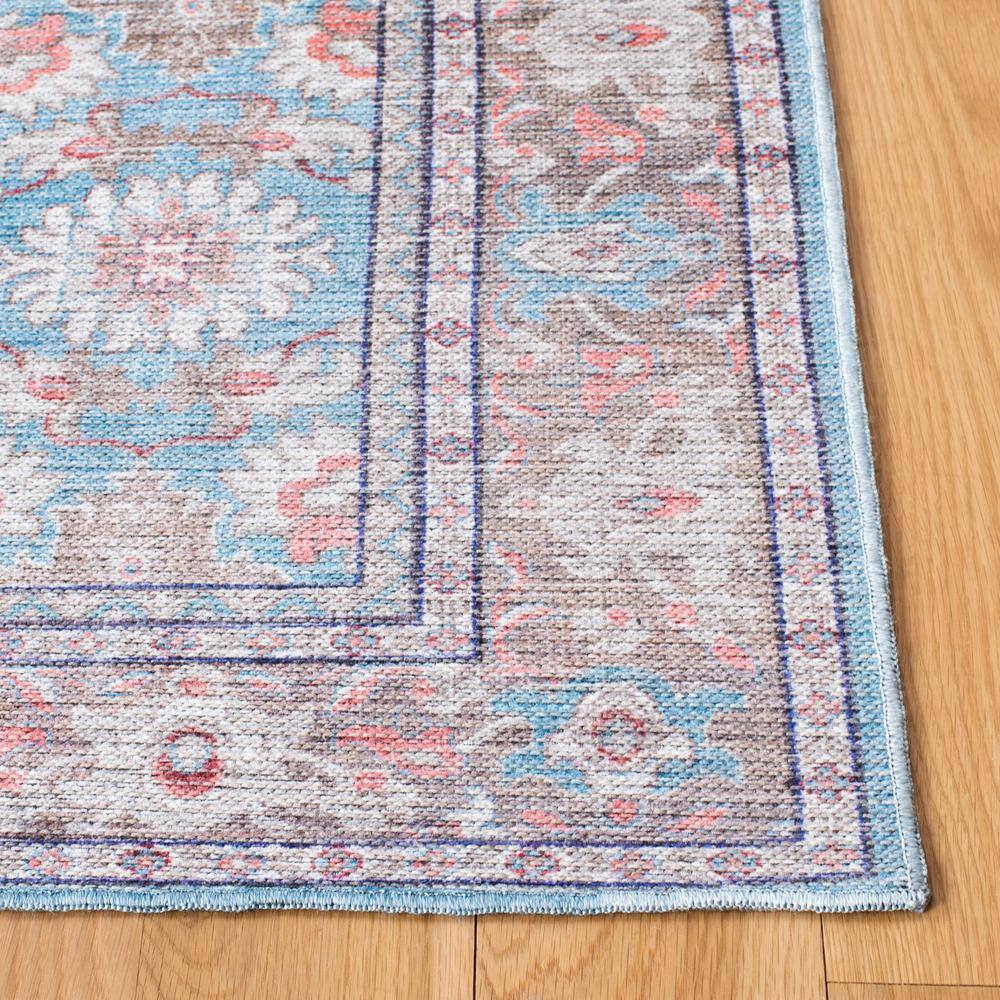 Serapi Blue and Rust Square Washable Area Rug