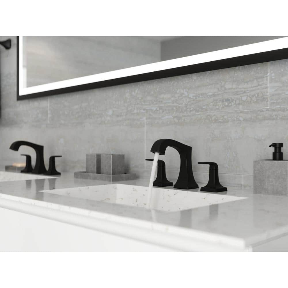Matte Black Double Handle Widespread Bathroom Faucet