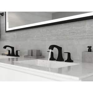 Bellance 8 in. Widespread Two Handle Bathroom Faucet with Drain Kit Included in Matte Black
