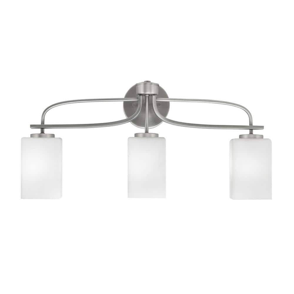 Olympia 25.75 in. 3-Light Graphite Vanity Light Square White Muslin Glass S