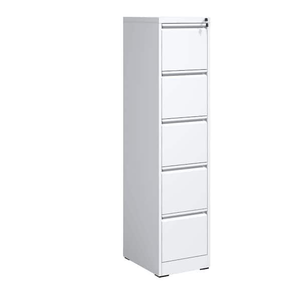 14.96 in. W x 17.72 in D x 64.21 in H in White Assembled Flex Wall Cabinet with 5 Drawer