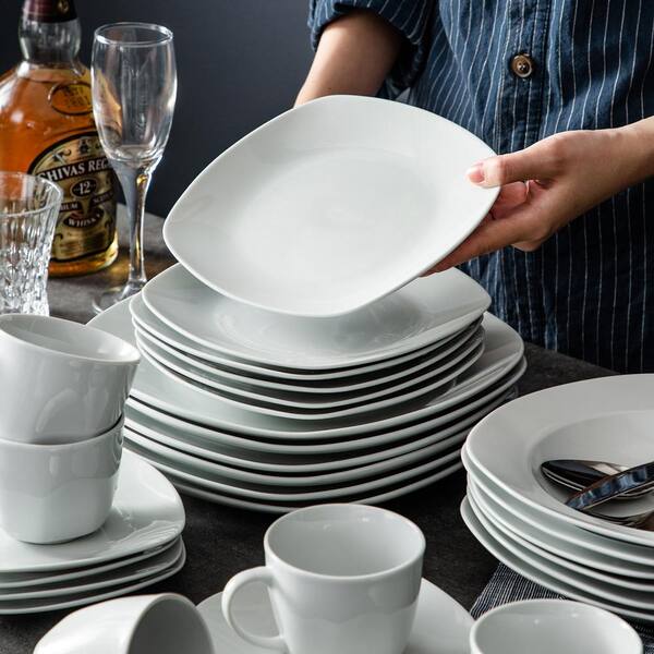 MALACASA 6-Piece White Porcelain Dinnerware in the Dinnerware