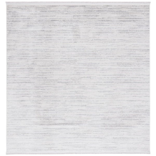 Whisper 7 ft. x 7 ft. Light Gray/Ivory Marle Striped Square Area Rug