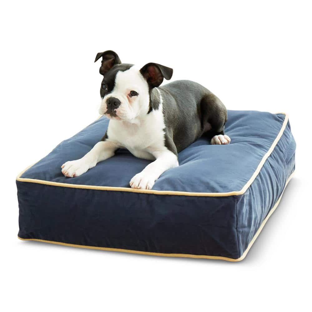 Happy Hounds Casey Large Rectangle Indoor/Outdoor Denim Dog Bed, Blue