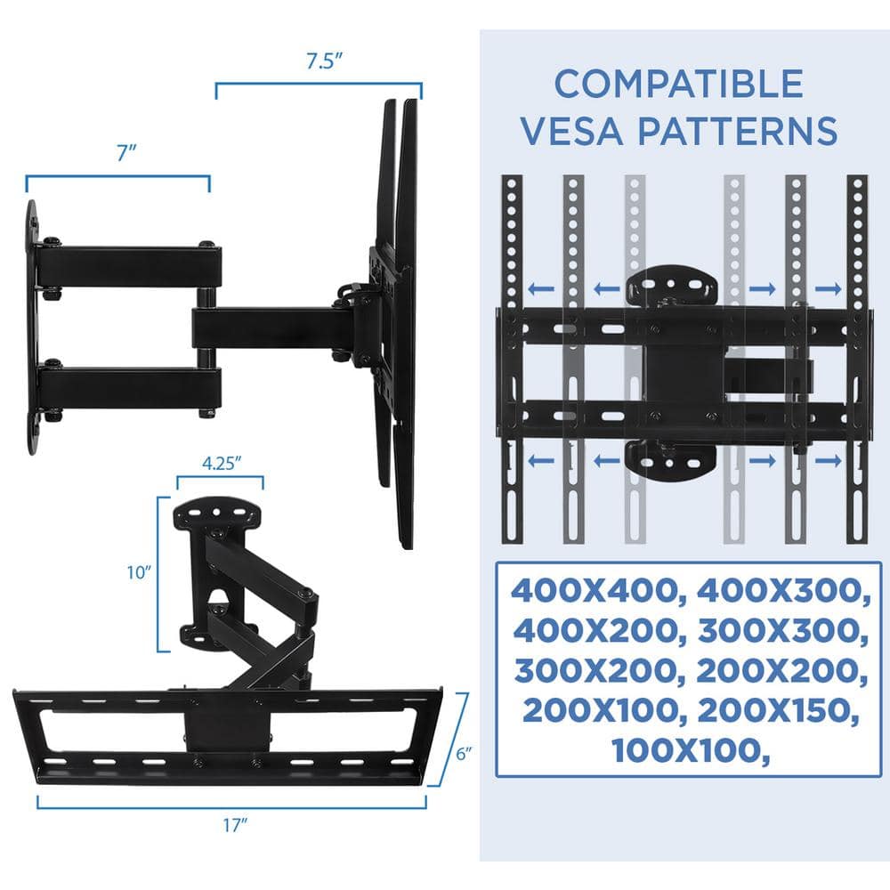 Mount-It! Full Motion Corner TV Wall Mount for 19" to 55" TVs | holds up to 66 lbs | MI-4471