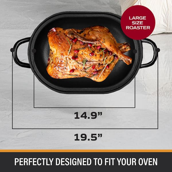 Hutchinson 8.5 qt. 18 in. Oval Stainless Steel Roasting Pan with Rack
